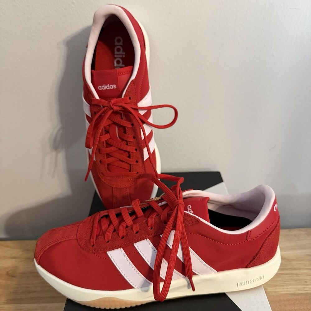 adidas Run 76/26 Red Sneakers Women's Size 8.5 Retro Lightstrike Shoes HQ2433